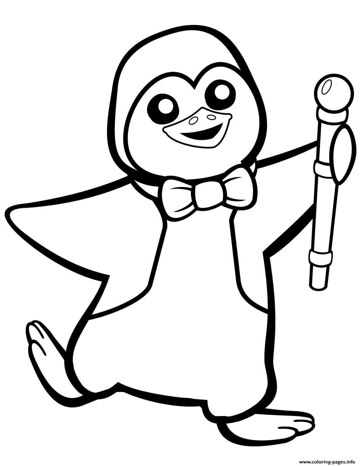 Funny Penguin With Bow Tie Coloring page Printable