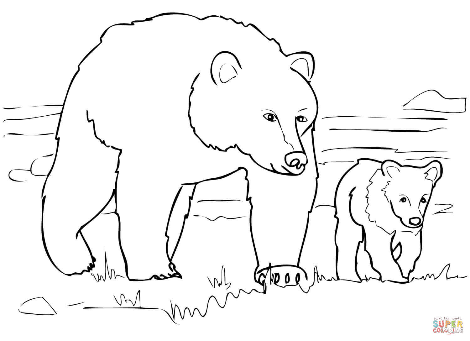 Grizzly bears coloring pages | Free Coloring Pages