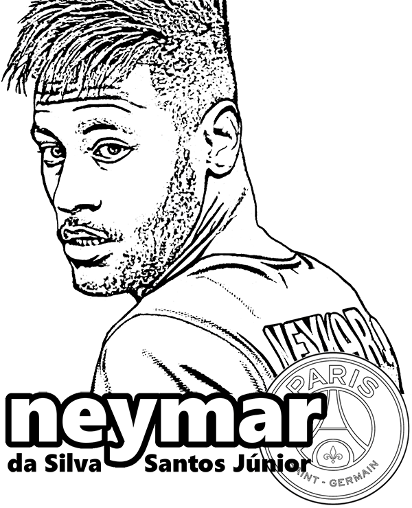 Neymar PSG and Brasil striker, player coloring page, pages