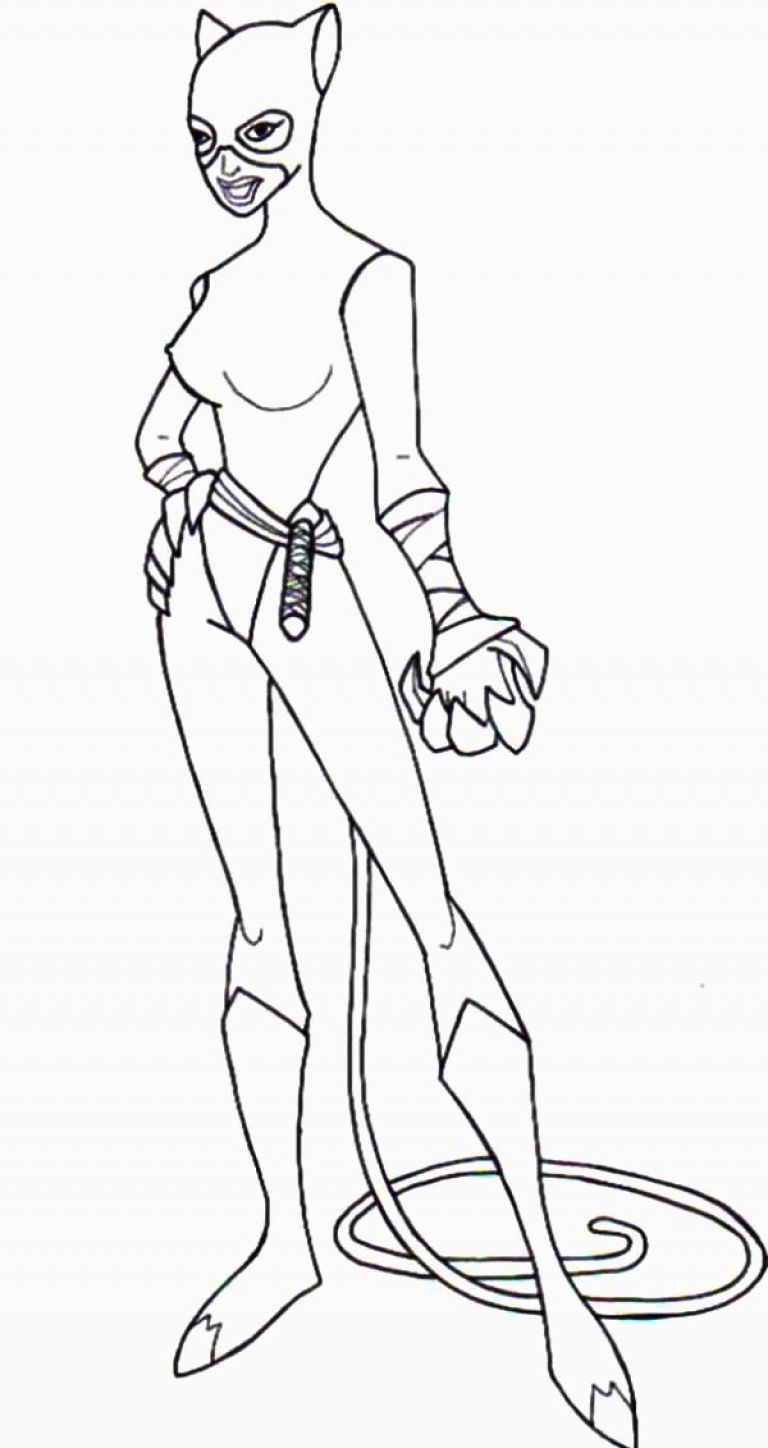 Coloring Pages : Catwoman Sitting Beside Cat Coloring Pages ...