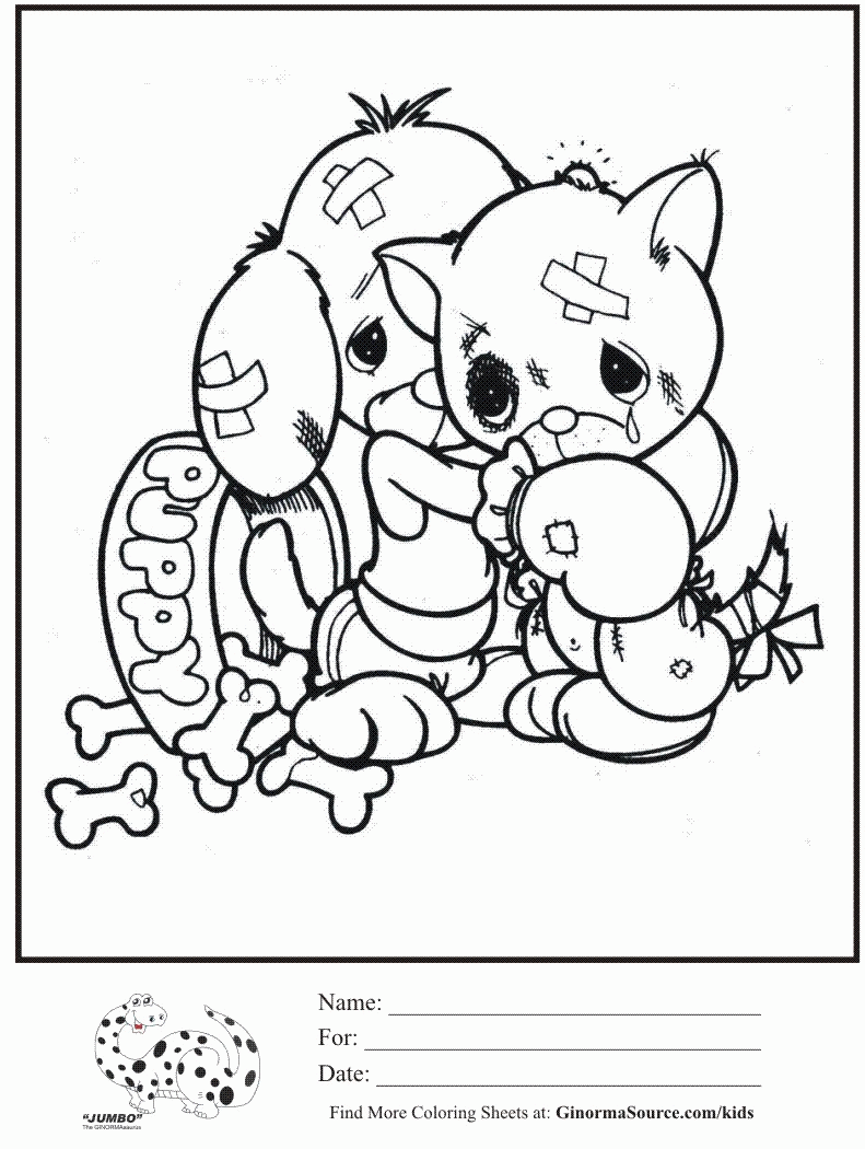 kids coloring page precious moments boxing kitty puppy coloring ...