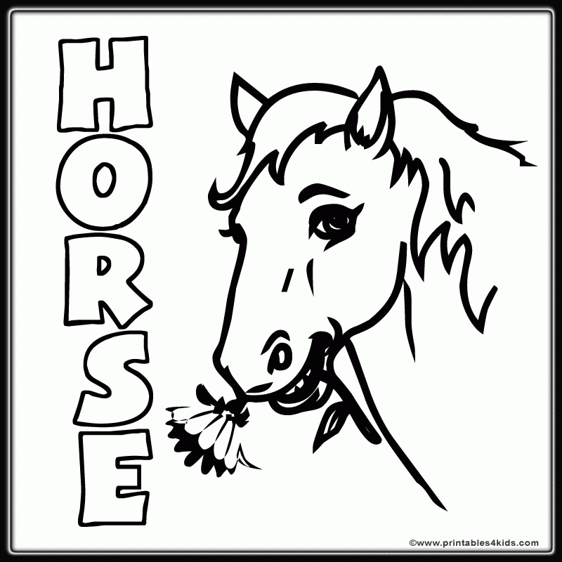 Horse with flower coloring page : Printables for Kids – free word 