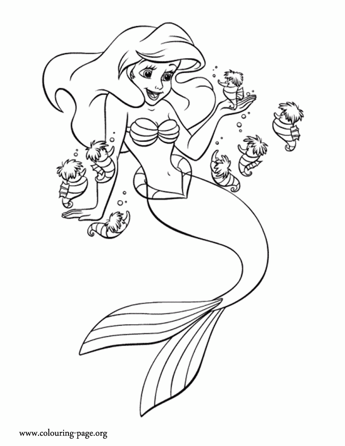 Baby Ariel The Little Mermaid Coloring Pages Images & Pictures - Becuo
