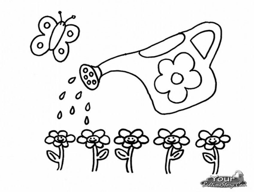 Watering Garden Colouring Pages 134066 Watering Can Coloring Page