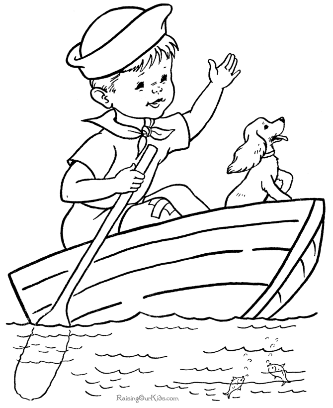 Kid coloring page of boat 008