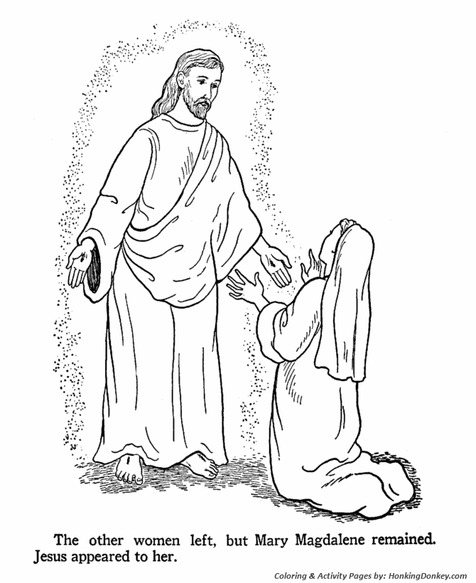 Easter Bible Coloring Pages - Jesus appears to Mary | HonkingDonkey