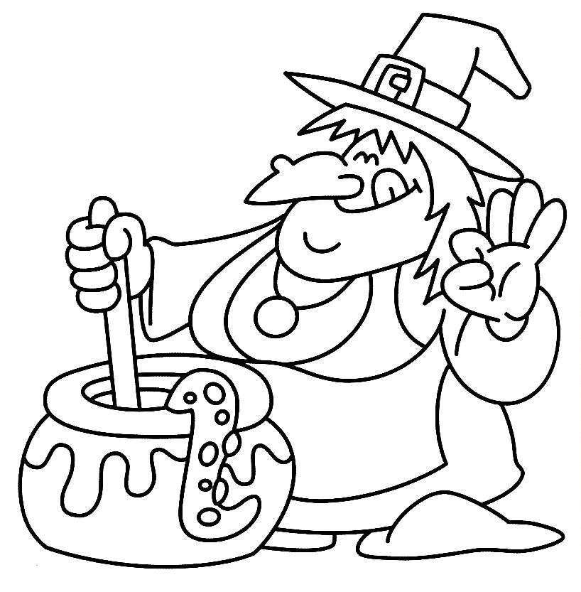 Free Halloween Coloring Pages of Witch | Coloring