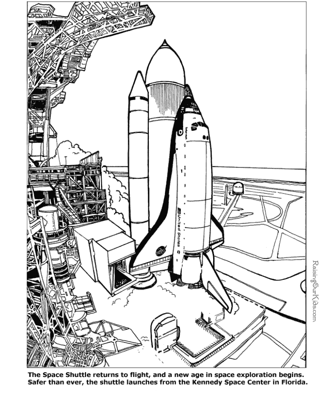 Space Shuttle coloring pages, sheets and printables 001
