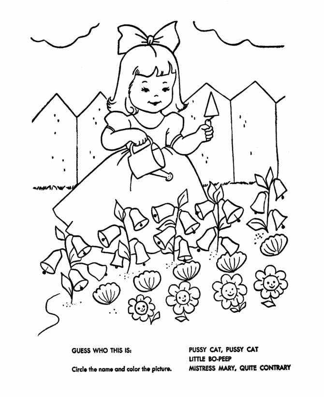 Mary Mary Quite Contrary Colouring Pages - Coloring Home