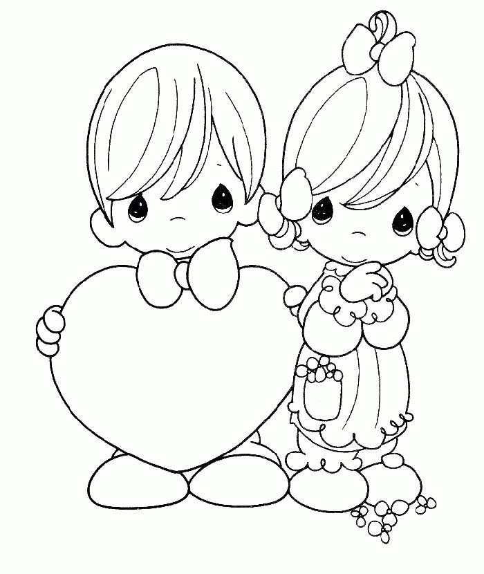 Precious Moments To Celebrate Valentine's Day Coloring Pages 
