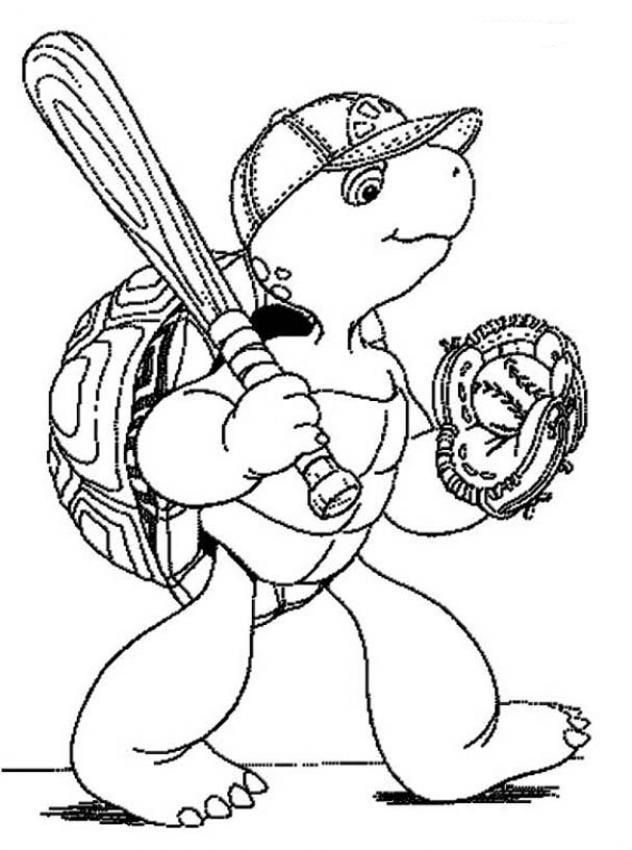 Franklin The Turtle Playing Soccer Coloring Page - Cartoon 