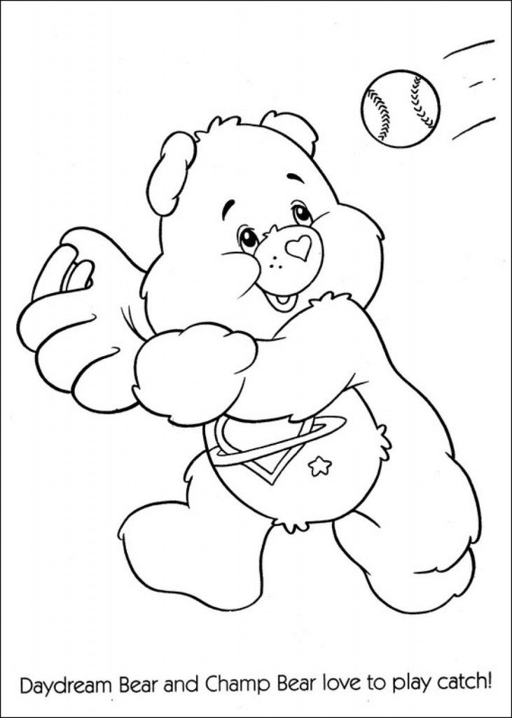 Care Bears Playing Baseball Printable Coloring Pages | Extra 