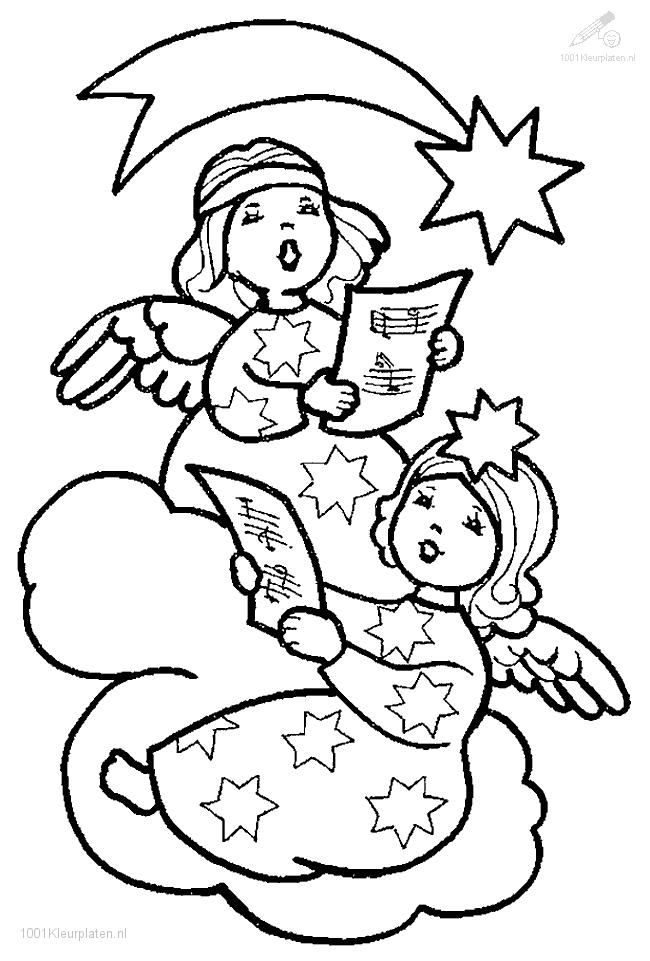 1001 COLORINGPAGES : Christmas >> Angels >> Singing Angel Coloring 