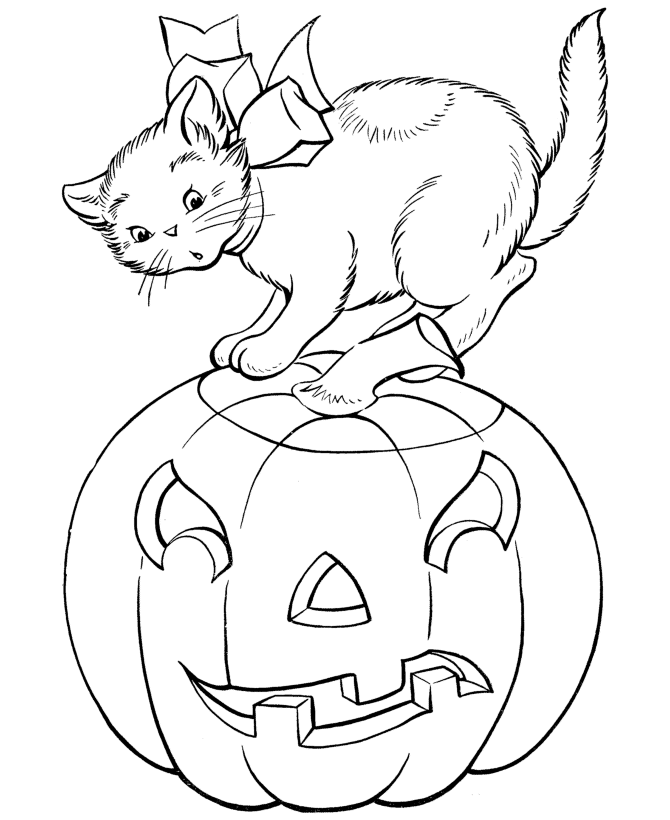 Halloween Pumpkin and Cat Coloring Pages | Free Internet Pictures