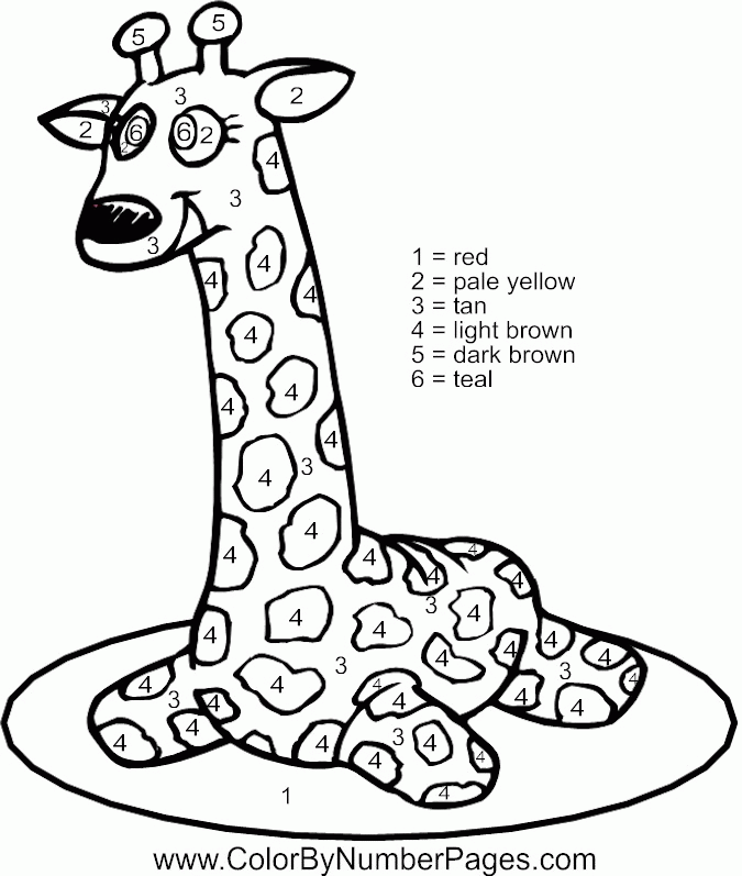 color by number giraffe Colouring Pages