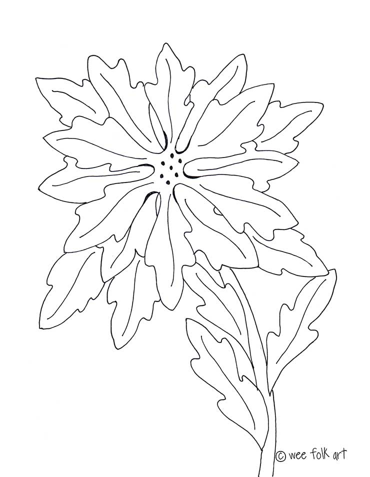 Poinsettia Coloring Page – Wee Folk Art