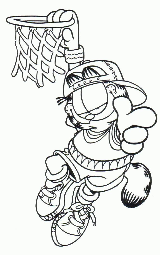Garfield Play Basket Ball Coloring Pages : New Coloring Pages