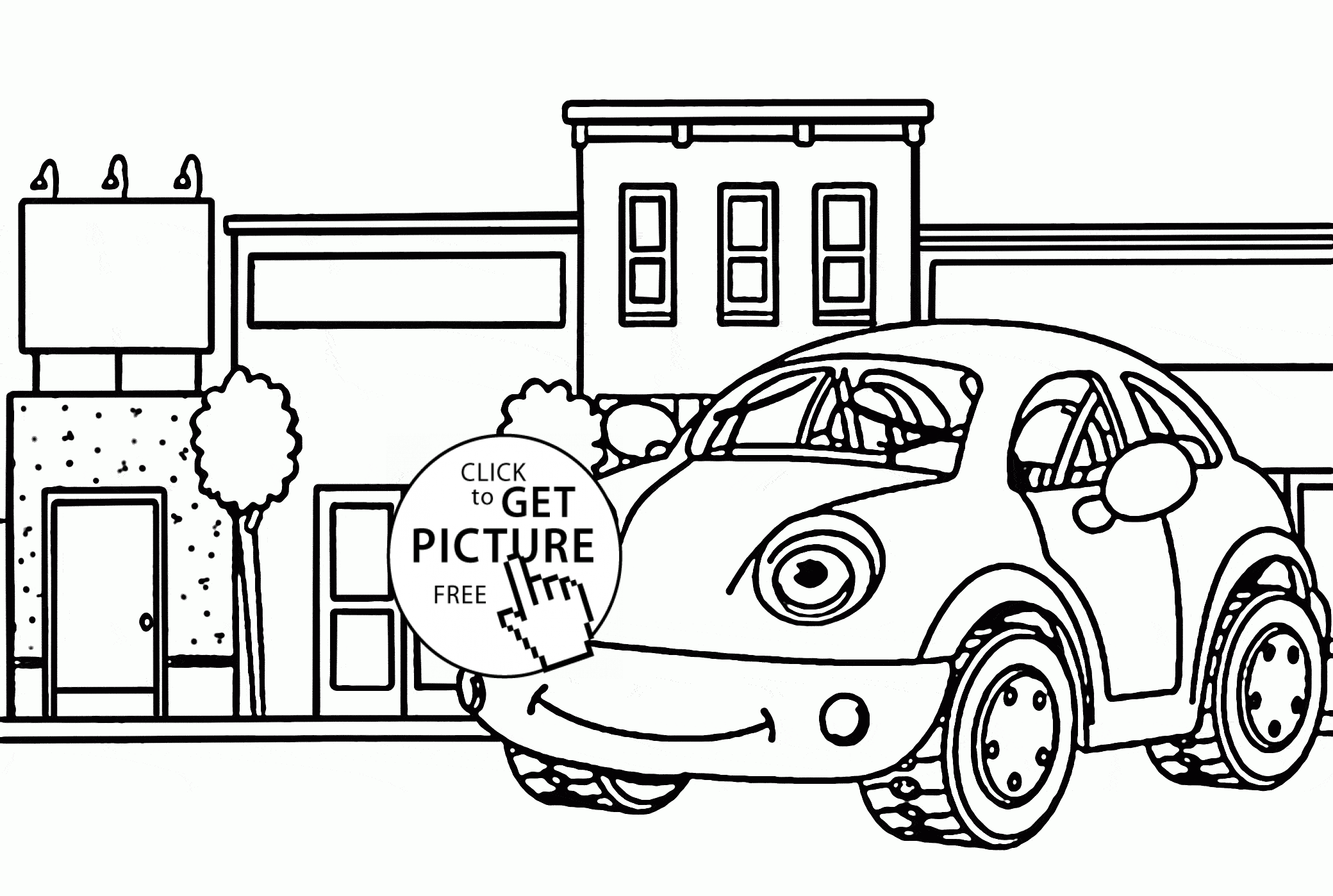 Funny Car in Town coloring page for kids, transportation coloring ...