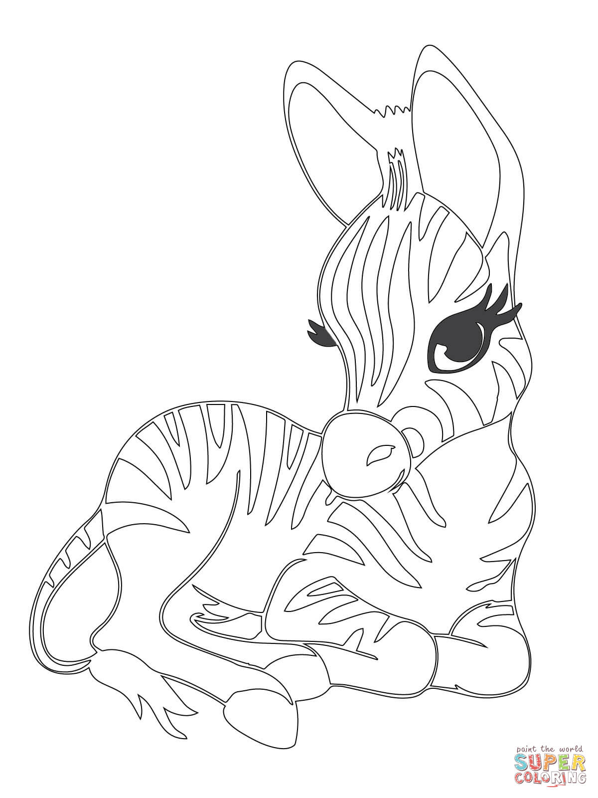 Cute Baby Zebra Coloring Online. Cute Animal Coloring Pages For ...