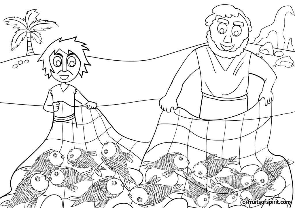 Parable of the Fishing Net Coloring Page - Fruits Of Spirit