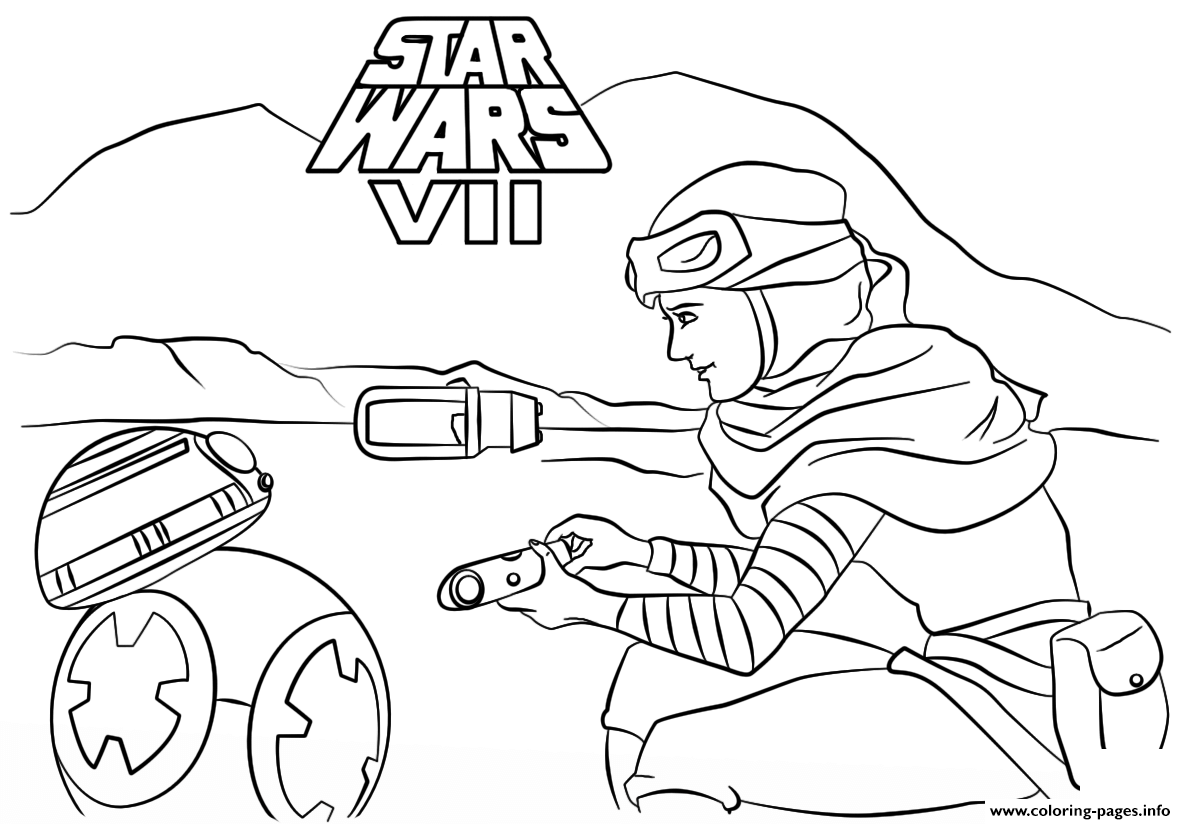Rey And Bb 8 Star Wars Episode VII The Force Awakens Coloring Pages  Printable