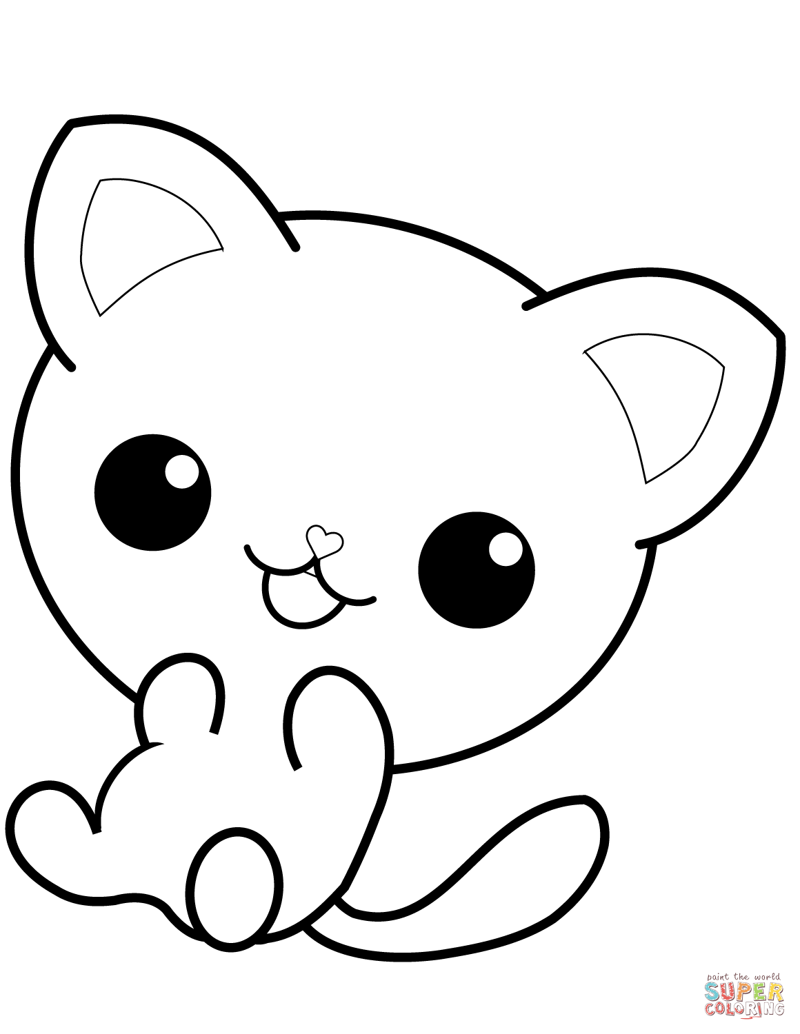 Kawaii Kitty coloring page | Free Printable Coloring Pages