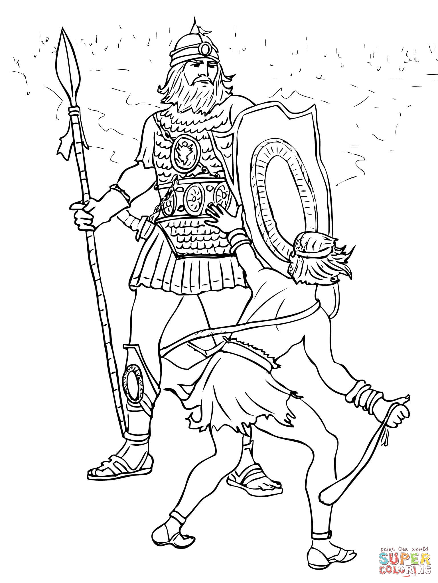 David and Goliath Fight coloring page | Free Printable Coloring Pages
