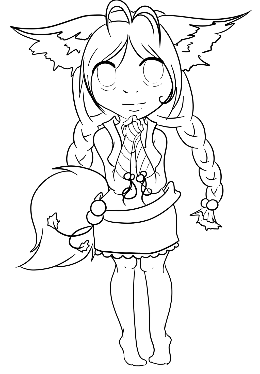 Anime Fox Girl Cute Coloring Pages   Coloring Home