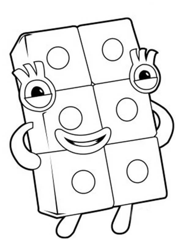 Kids-n-fun.com | Coloring page Numberblocks 6