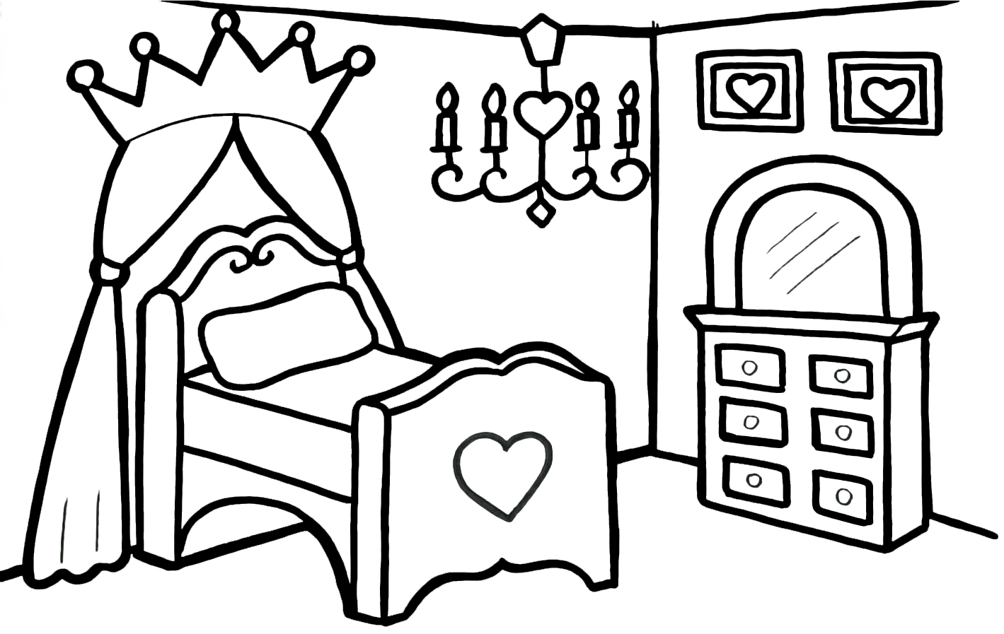 Coloring page Princess Room for Girls Print Free