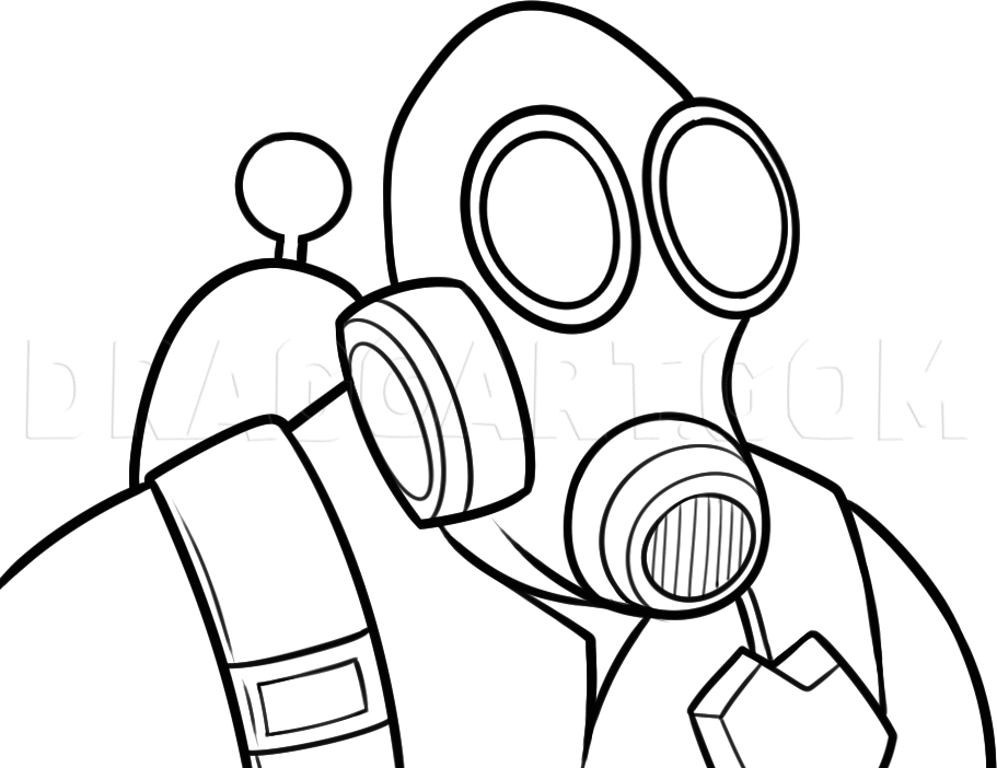 How to Draw Pyro From Team Fortress, Pyro, Coloring Page, Trace Drawing