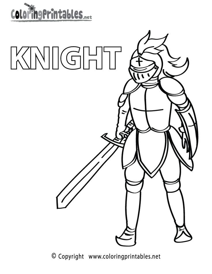 Free coloring page sheet print out of a Medieval Knight. Fantasy ...