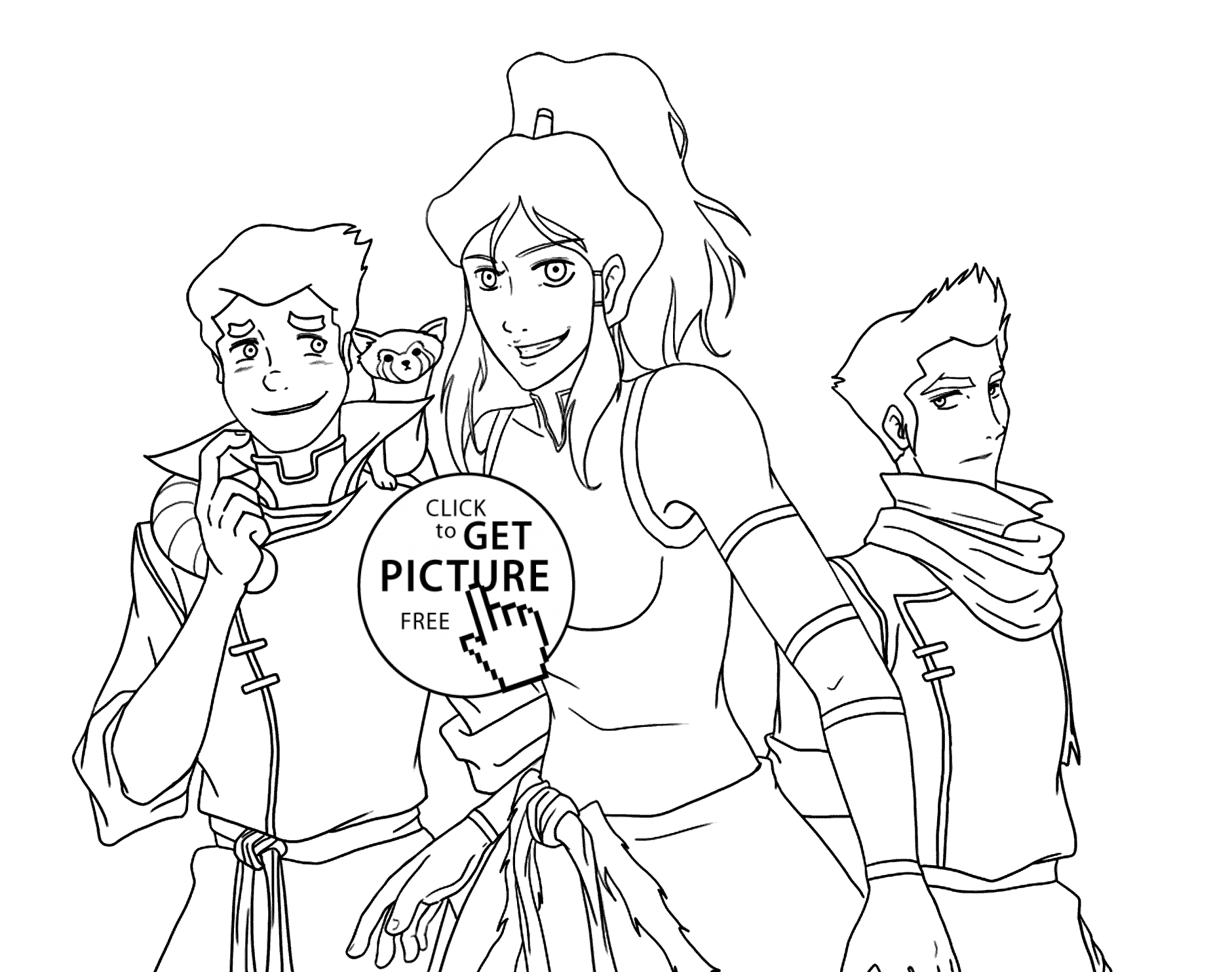 Korra and friends coloring pages for kids, printable free - The ...