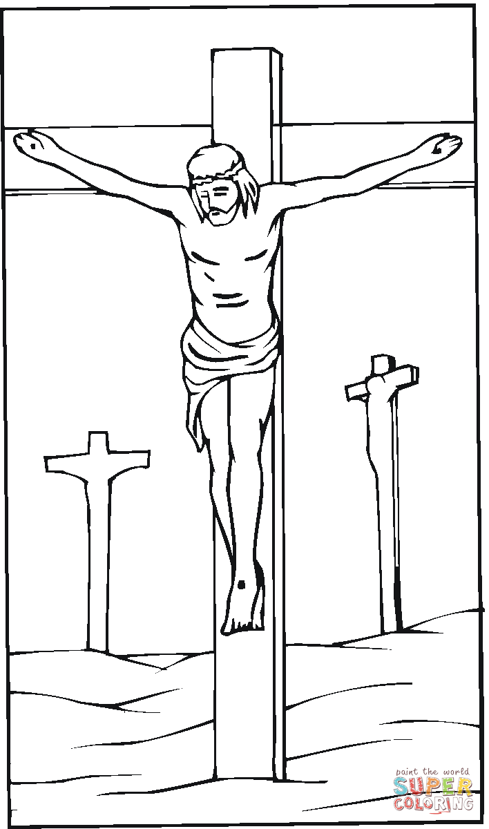 Jesus crucified on the cross coloring page | Free Printable ...