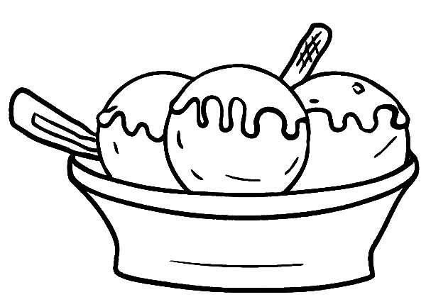 Three Scoop Of Ice Cream Bowl Coloring Pages : Bulk Color