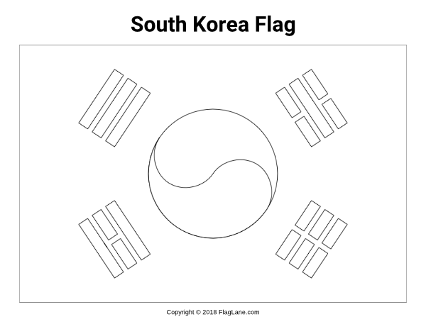 Free South Korea Flag Coloring Page