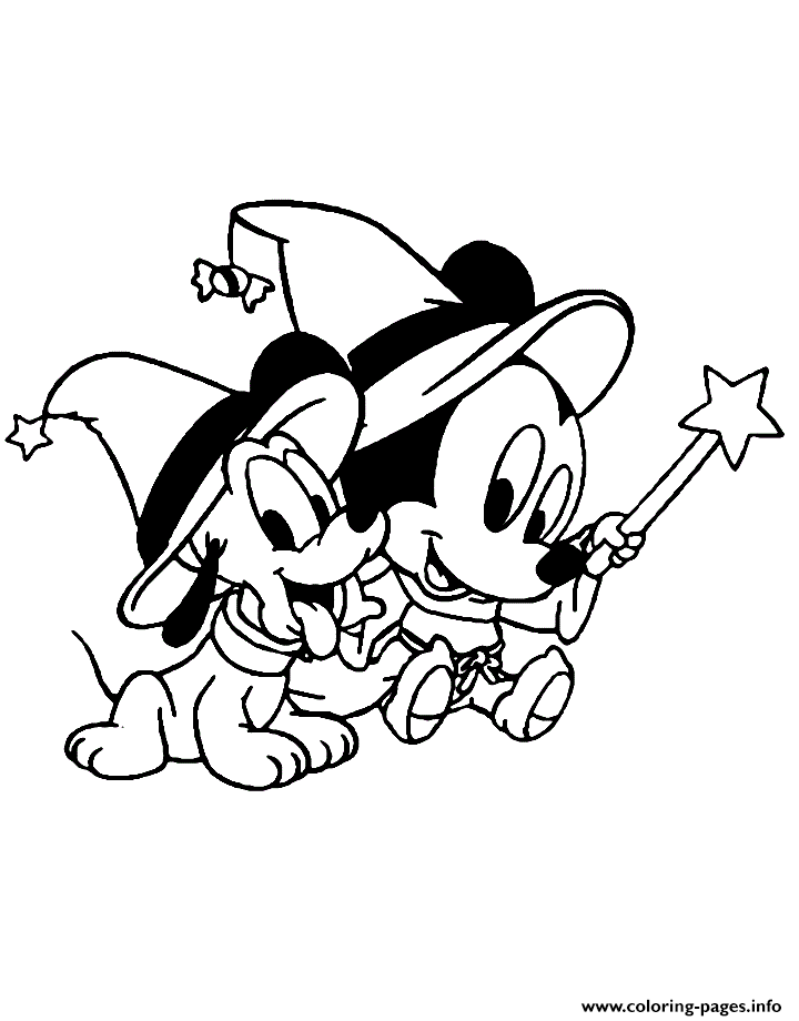 Disney Babies Pluto And Mickey Disney Halloween Coloring Pages Printable