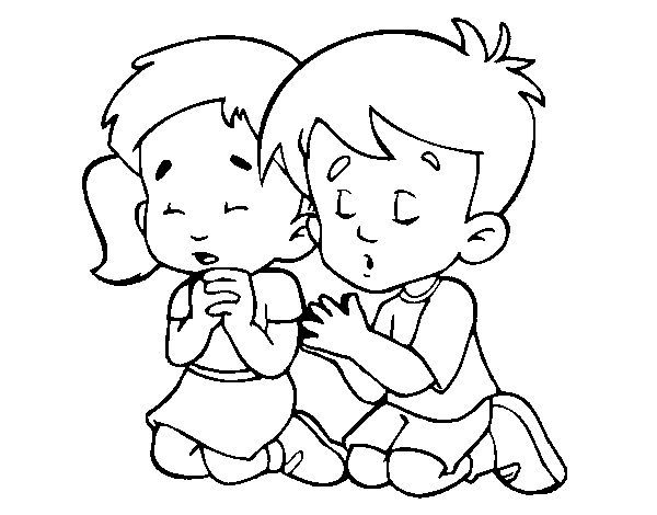 Coloring Page Prayer. Coloring Page Praying Children To Color. Children