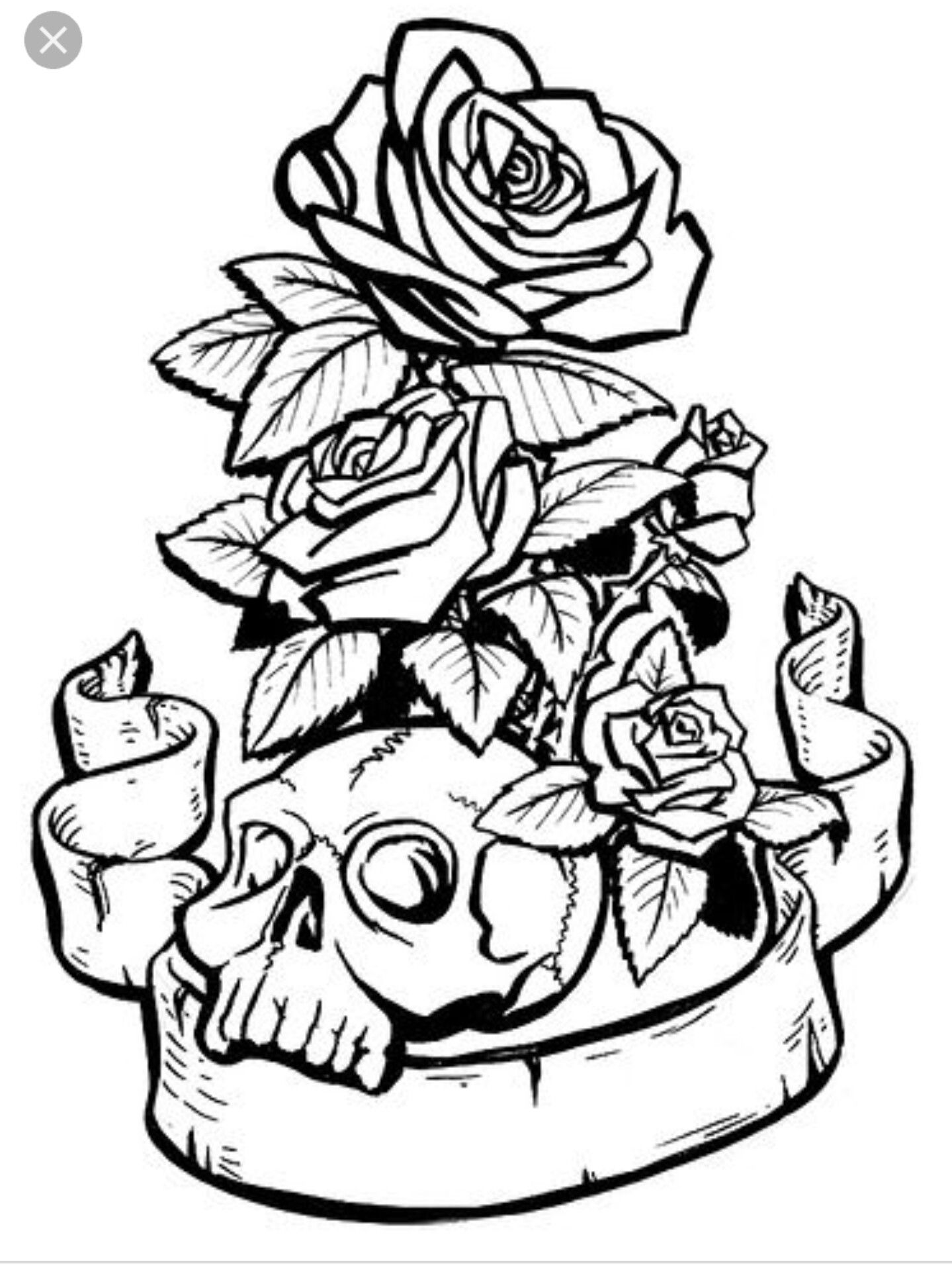 Skull And Roses Coloring Pages - Coloring Home