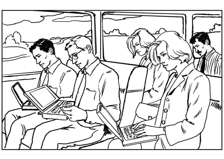 Coloring Page laptop on train - free printable coloring pages