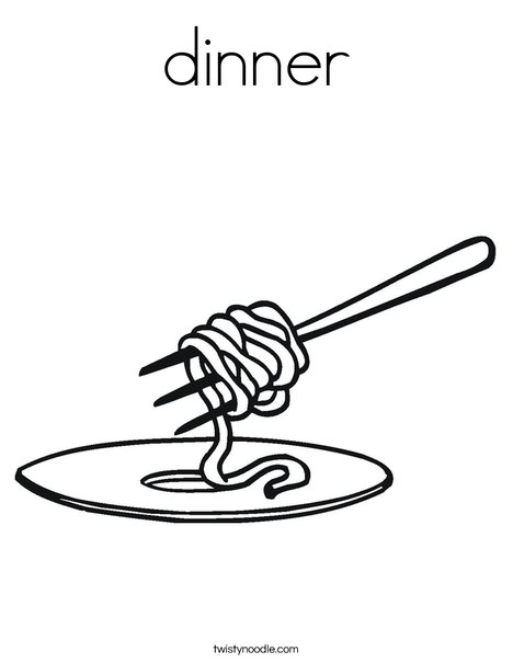 dinner Coloring Page - Twisty Noodle