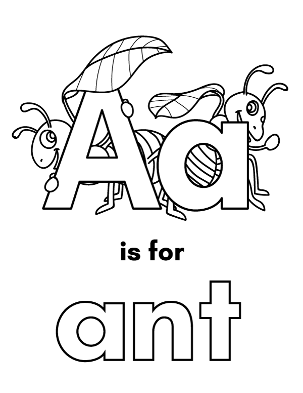 Printable A Is for Ant Coloring Page
