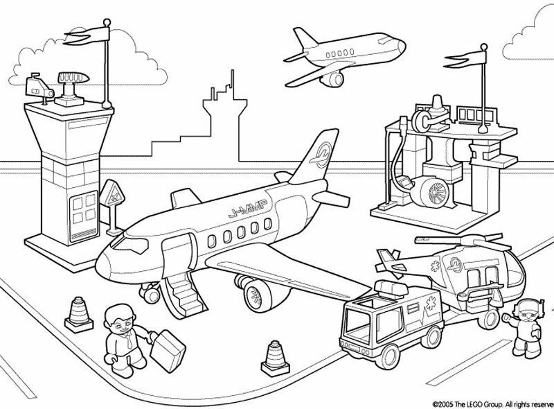 Lego Duplo Coloring Pages Airport (With images) | Lego coloring ...