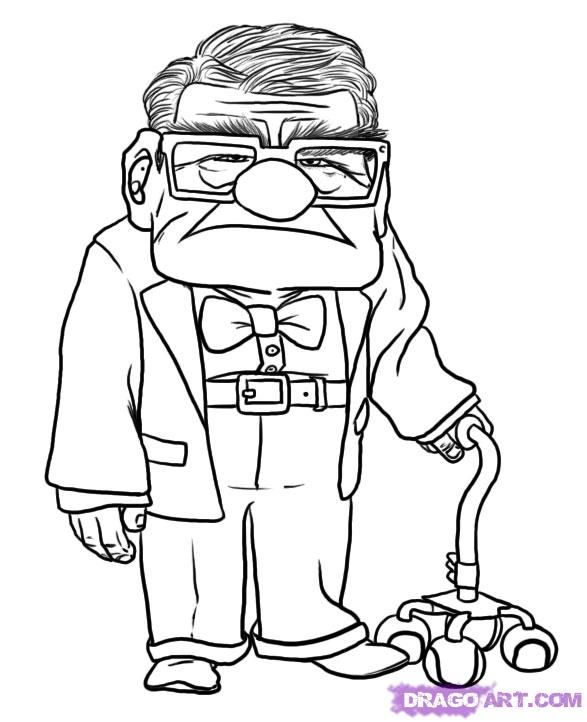 How to Draw Carl Fredricksen from UP, Step by Step, Movies, Pop ...