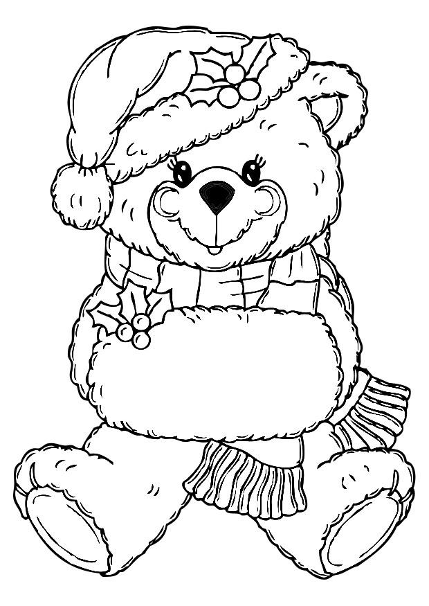 Coloring page christmas bear - img 19766.
