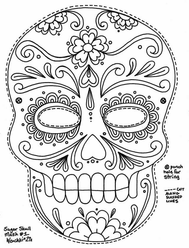 Skull Coloring Pages Dia De Los Muertos Skull Coloring Pages 84324 