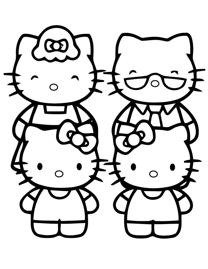 Hello Kitty Family Coloring Page | HM Coloring Pages