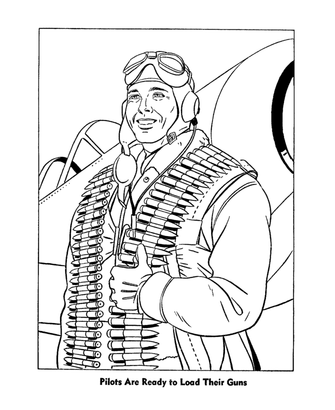 Veterans Day Coloring Pages - Navy Pilot Veterans Coloring Page 