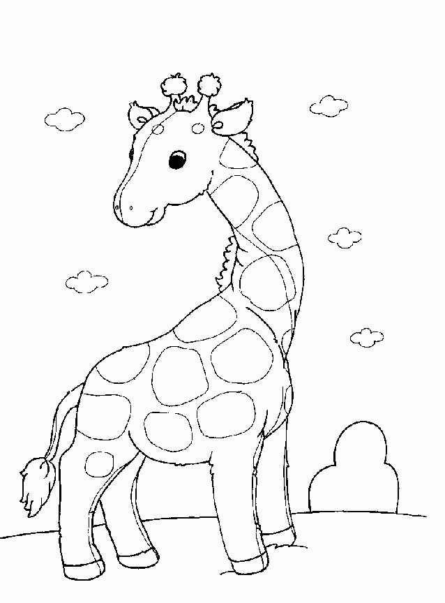 Print African Animal Giraffe Coloring Page : Download African 