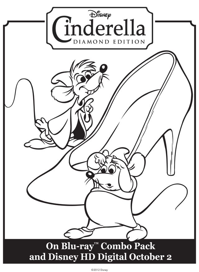 Cinderella's Mice Inside Slipper - Free Printable Coloring Pages